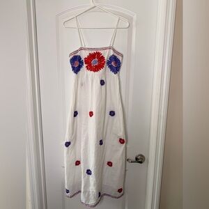 Nimo With Love Embroidered Cotton Maxi SunDress Boho Cottagecore Floral XS